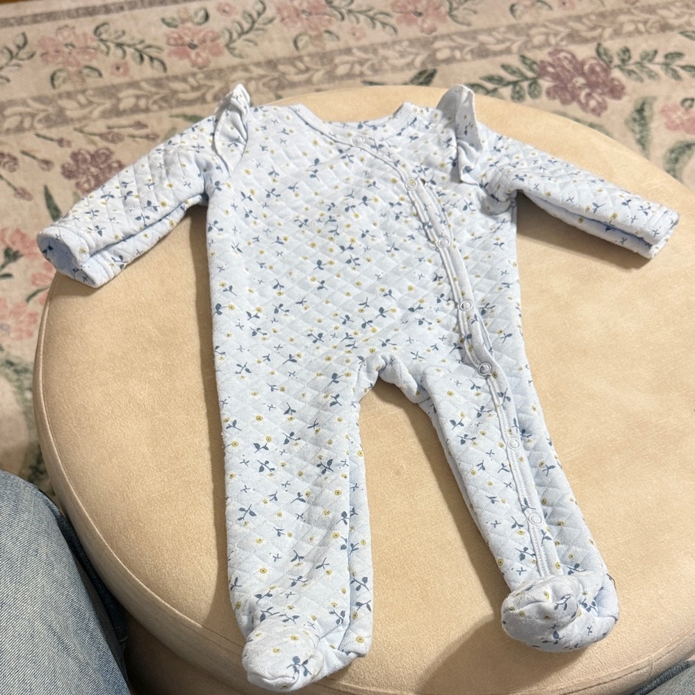 Adorable Light Blue Patterned Kids Footie
